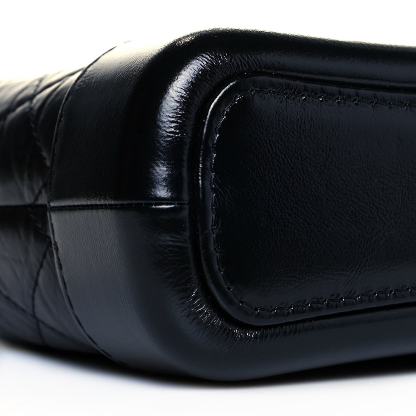 Aged Calfskin Quilted Small Gabrielle Hobo Black