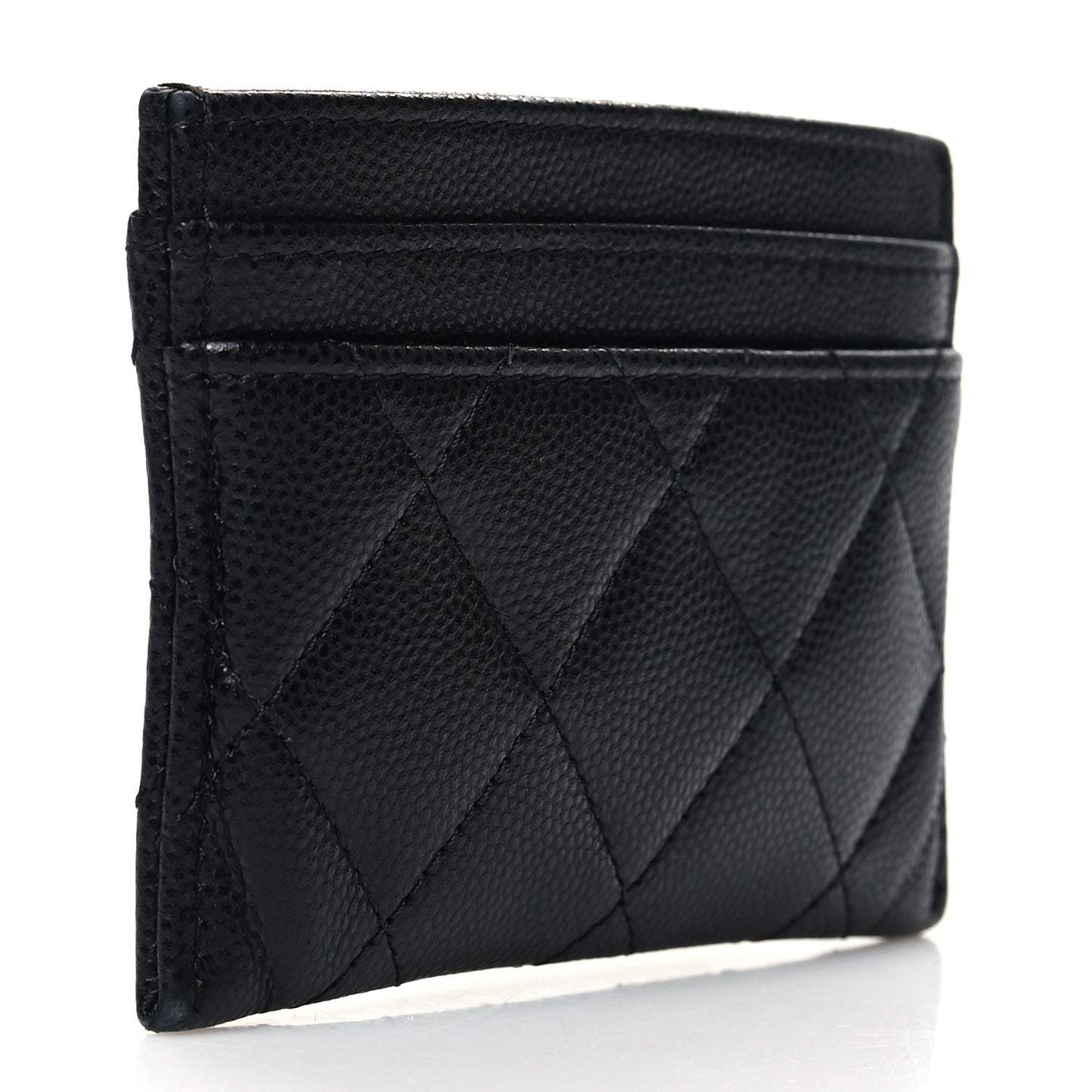 Caviar Quilted Crystal Card Holder Black