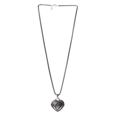 David Yurman Darkened Sterling Silver Puffed Cable Heart Pendant Necklace 3 of 5