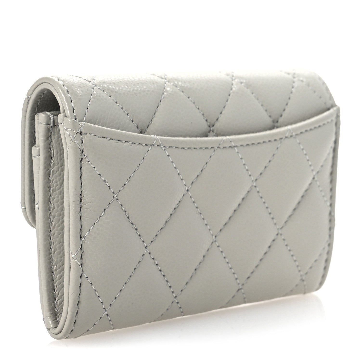 Chanel Caviar Quilted Flap Card Holder Wallet Grey 3 of 10