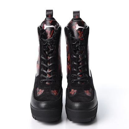 Louis Vuitton Suede Calfskin Catogram Laureate Platform Desert Boots 37 Black Marron 2 of 8