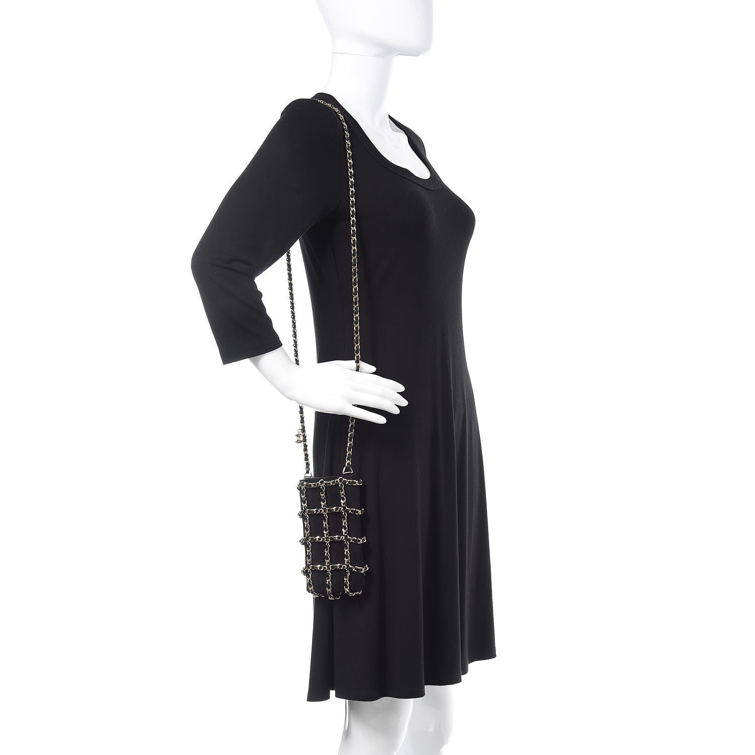 Chanel Suede Tech Me Out Clutch With Chain Black 2 of 8