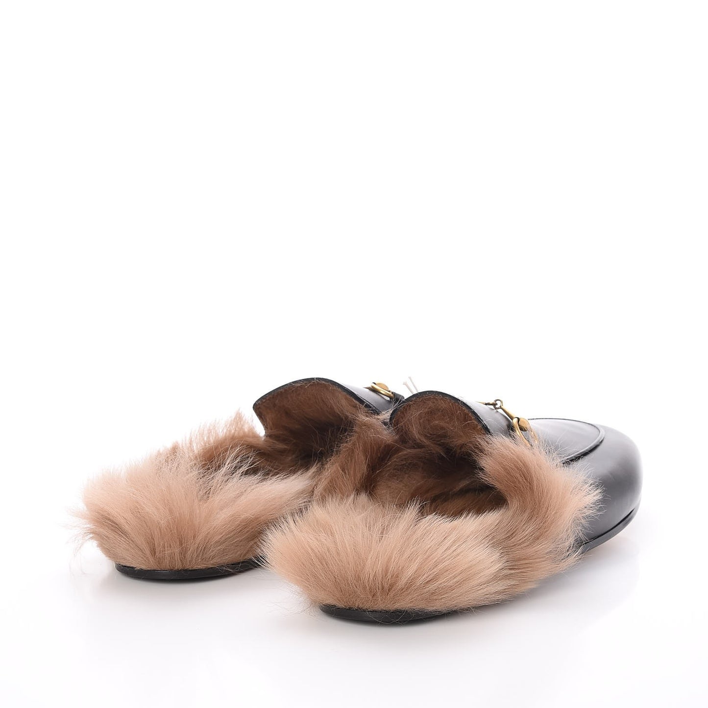 Calfskin Fur Princetown Slippers 42 Black