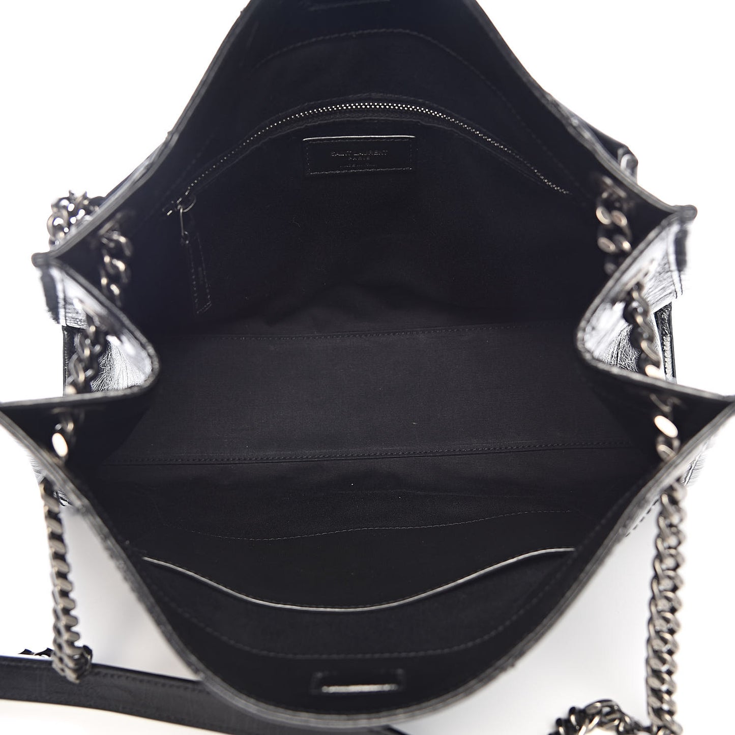 Crinkled Calfskin Matelasse Monogram Medium Niki Shopper Tote Black