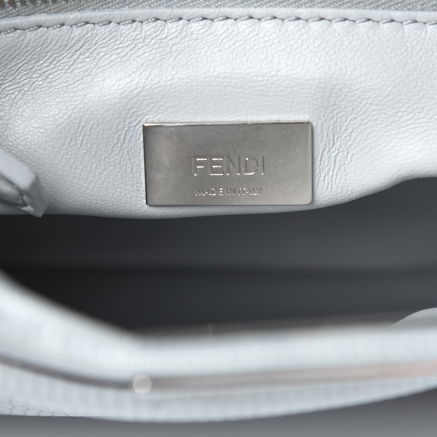 Fendi Lizard Togo Shiny Nappa Mini Peekaboo Iconic Satchel Pale Blue 8 of 11