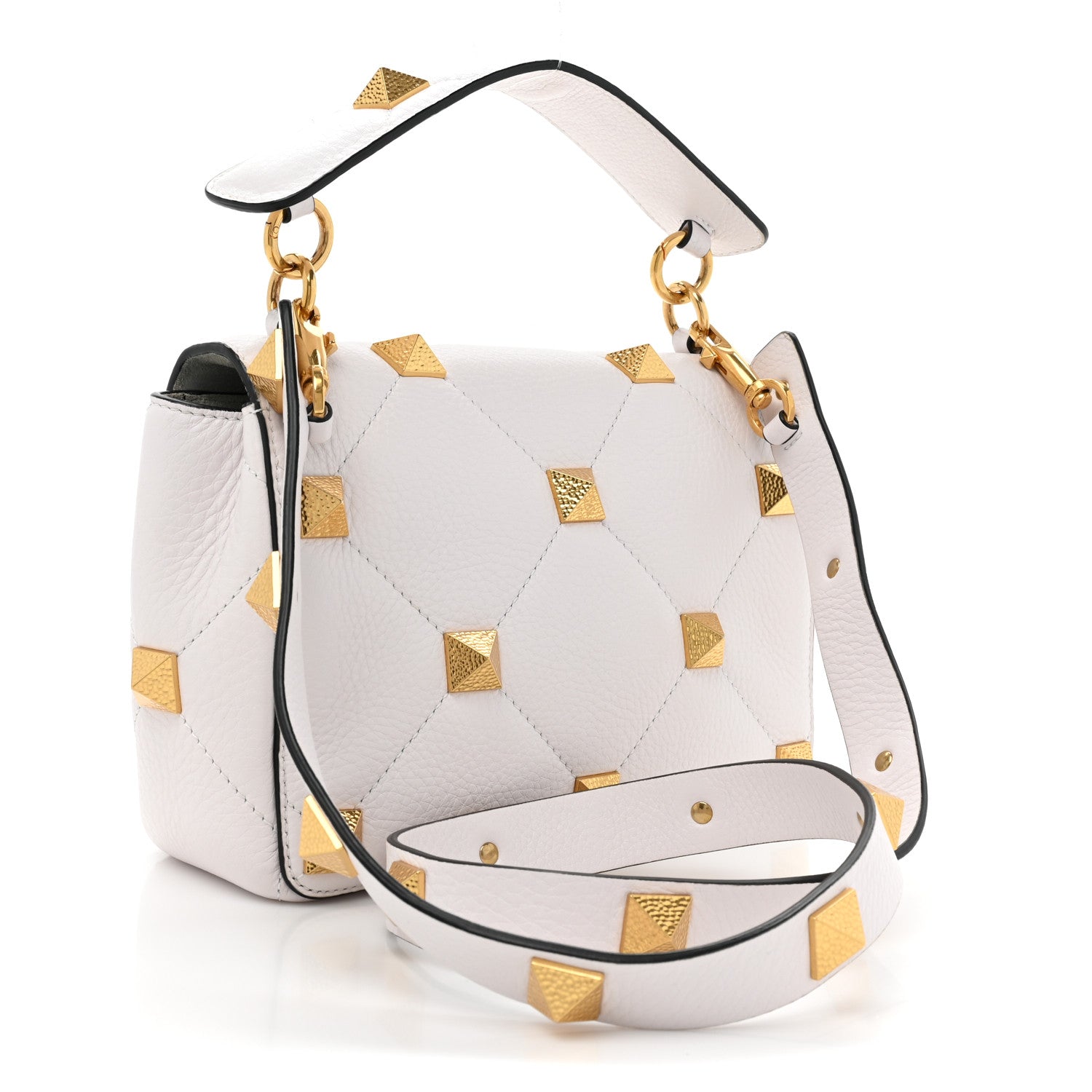 Valentino Garavani Grained Calfskin Medium Roman Stud Shoulder Bag Ivory 3 of 12