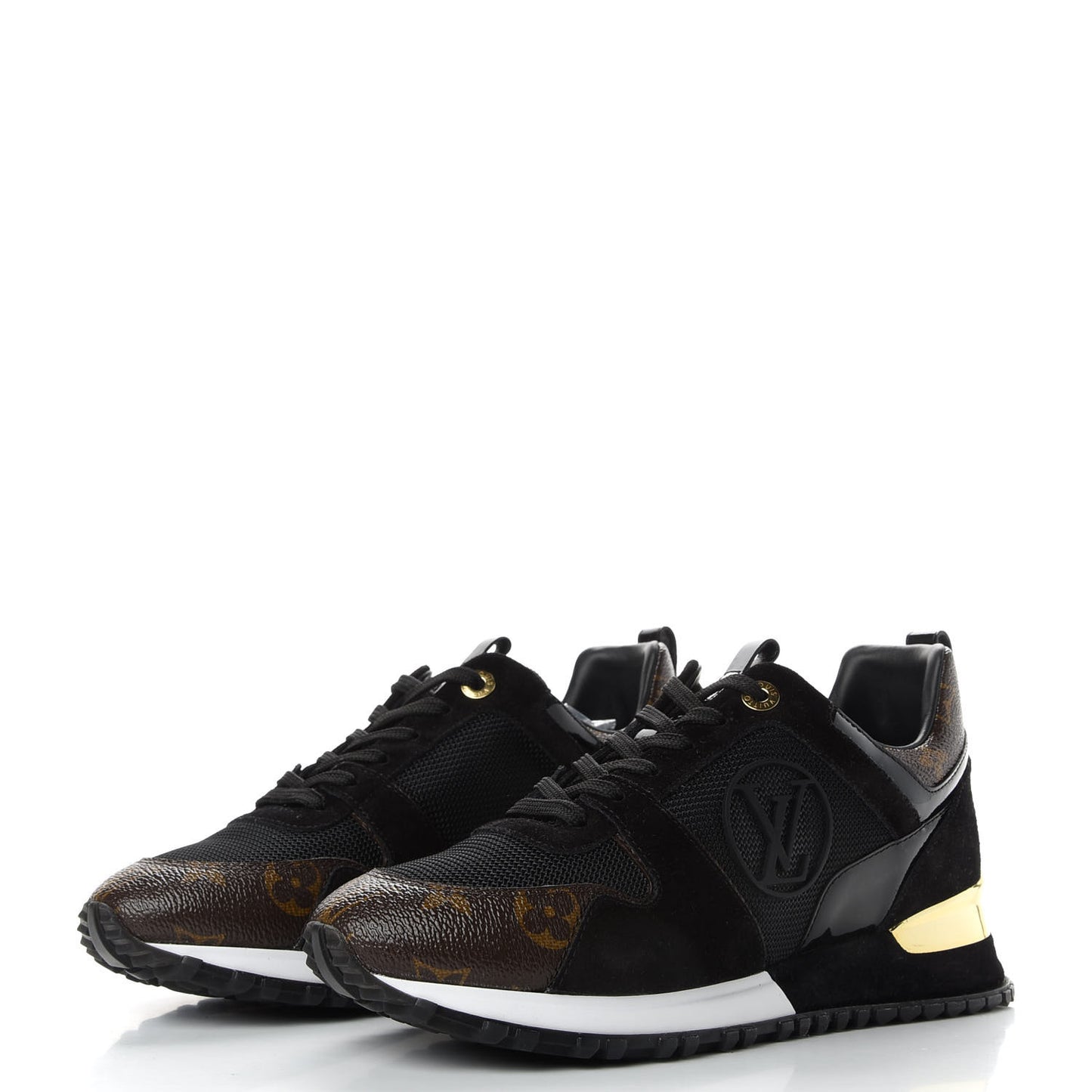 Suede Monogram Run Away Sneakers 37 Black