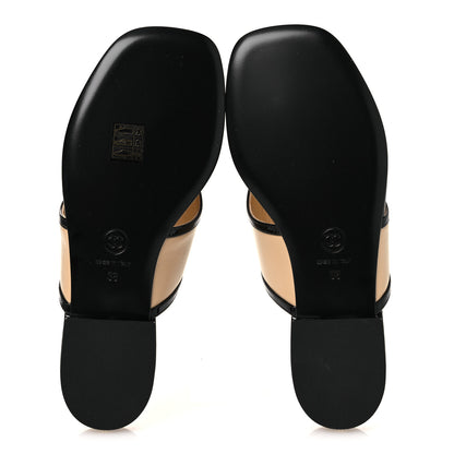 Chanel Lambskin Patent Calfskin CC Thong Sandals 38 Beige Black 7 of 11