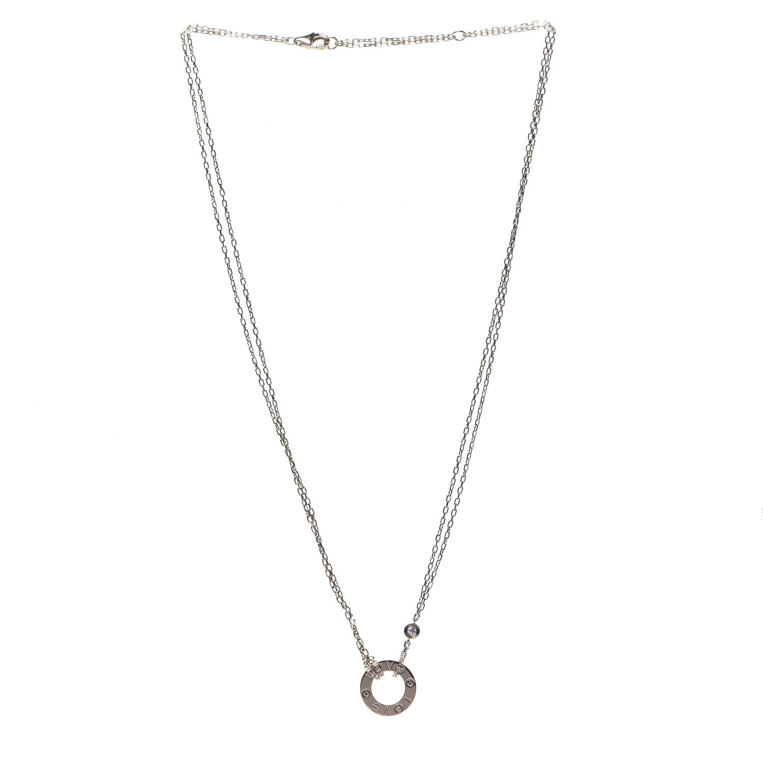 Cartier 18K Pink Gold 2 Diamond LOVE Necklace 2 of 7