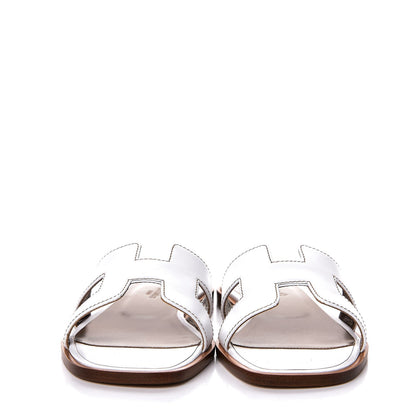 Hermes Box Calfskin Oran Sandals 36.5 White 2 of 9