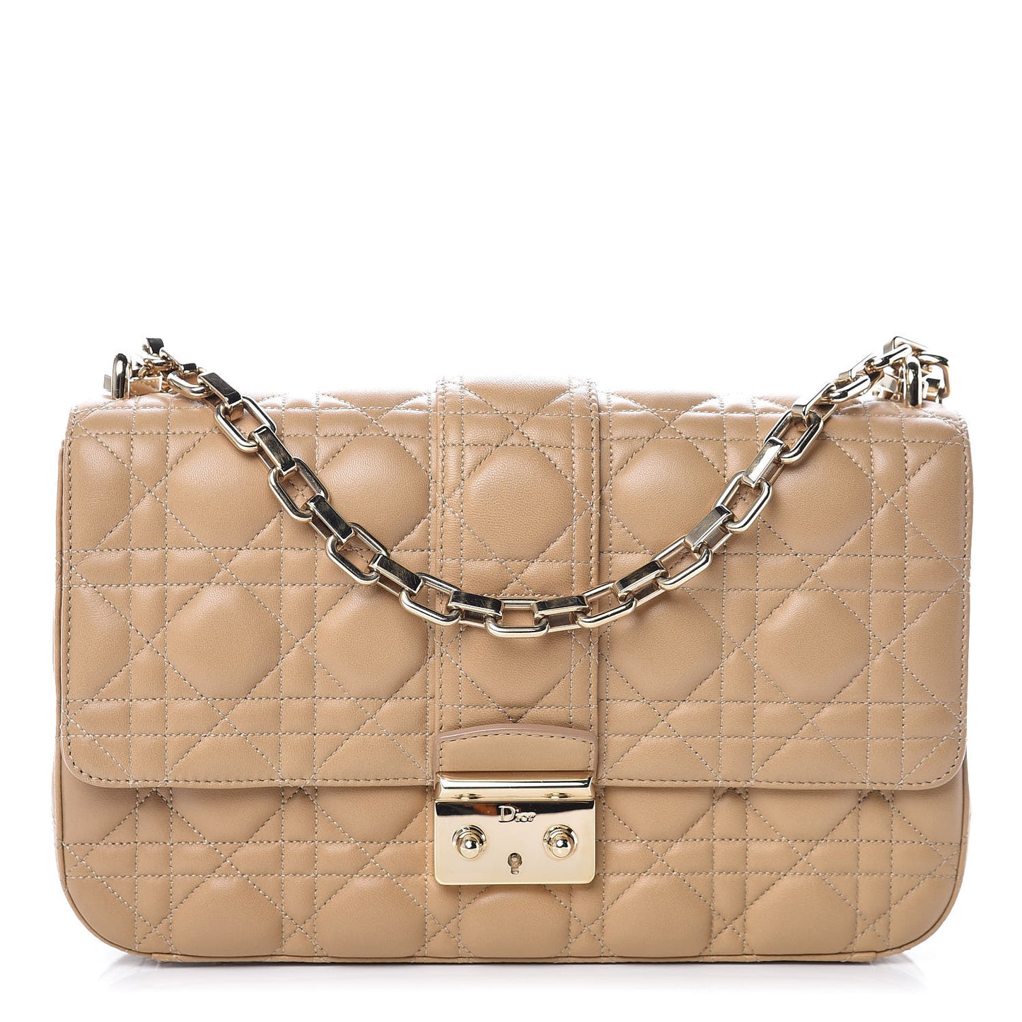 Lambskin Cannage Medium Miss Dior Flap Beige