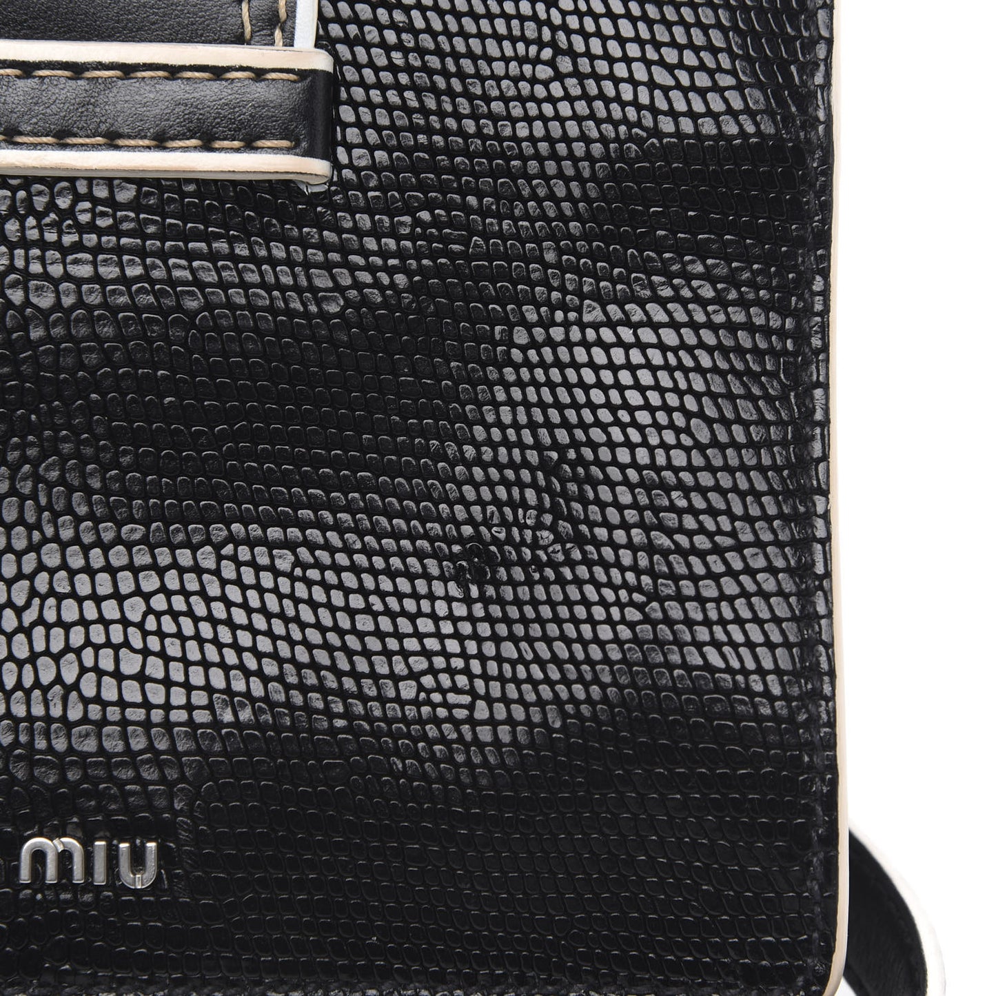 Embossed Lizard Calfskin Crystal Embellished Saint Lucertola Shoulder Bag Black