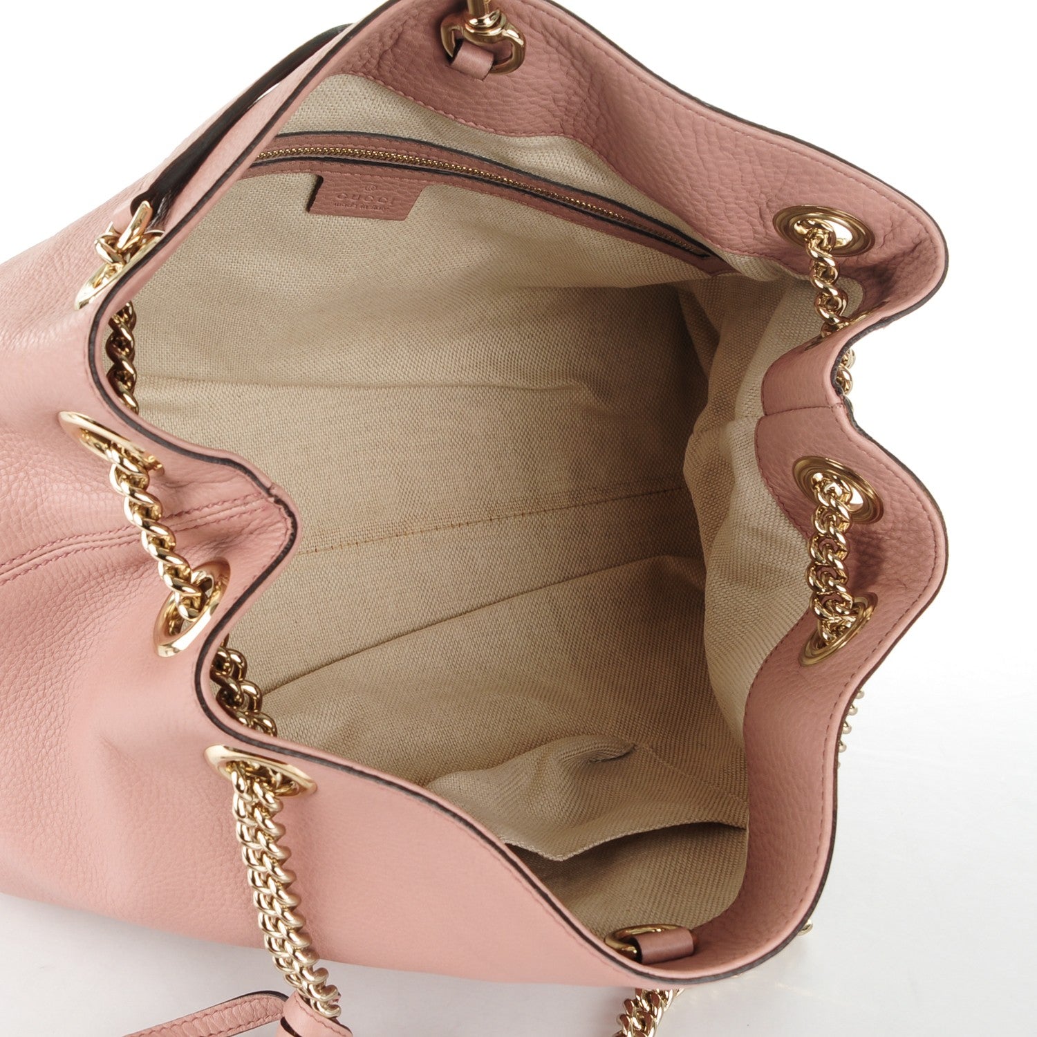Gucci Pebbled Calfskin Medium Soho Chain Shoulder Bag Antique Rose 5 of 7