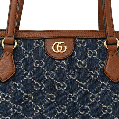 Gucci New Denim GG Monogram Medium Ophidia Shopping Tote Blue Tea Cuir 8 of 11