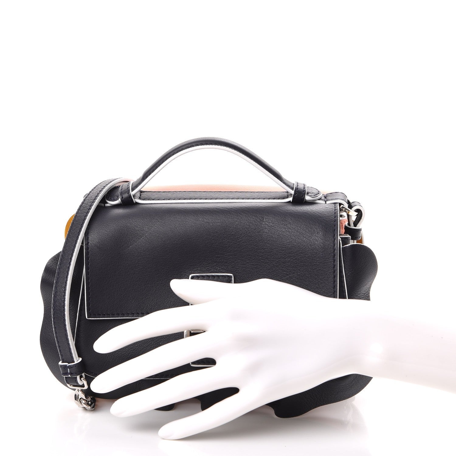 Fendi Vitello Dolce Waves Tri-Color Micro Double Baguette Blue Notte Chantilly 4 of 17