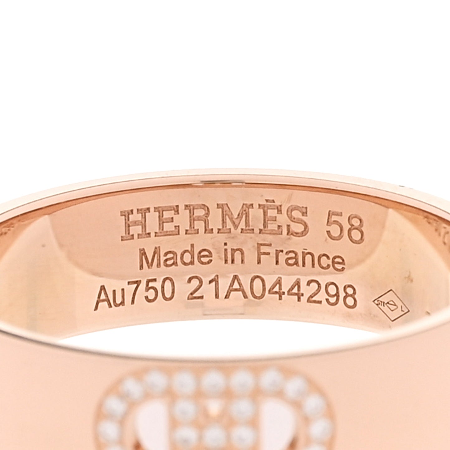18K Rose Gold Diamond PM H D'Ancre Ring 58 8.5