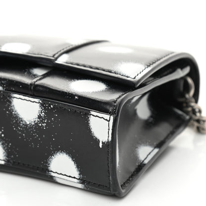 Balenciaga Shiny Box Calfskin Polka Dot Hourglass Chain Bag Black White 9 of 9
