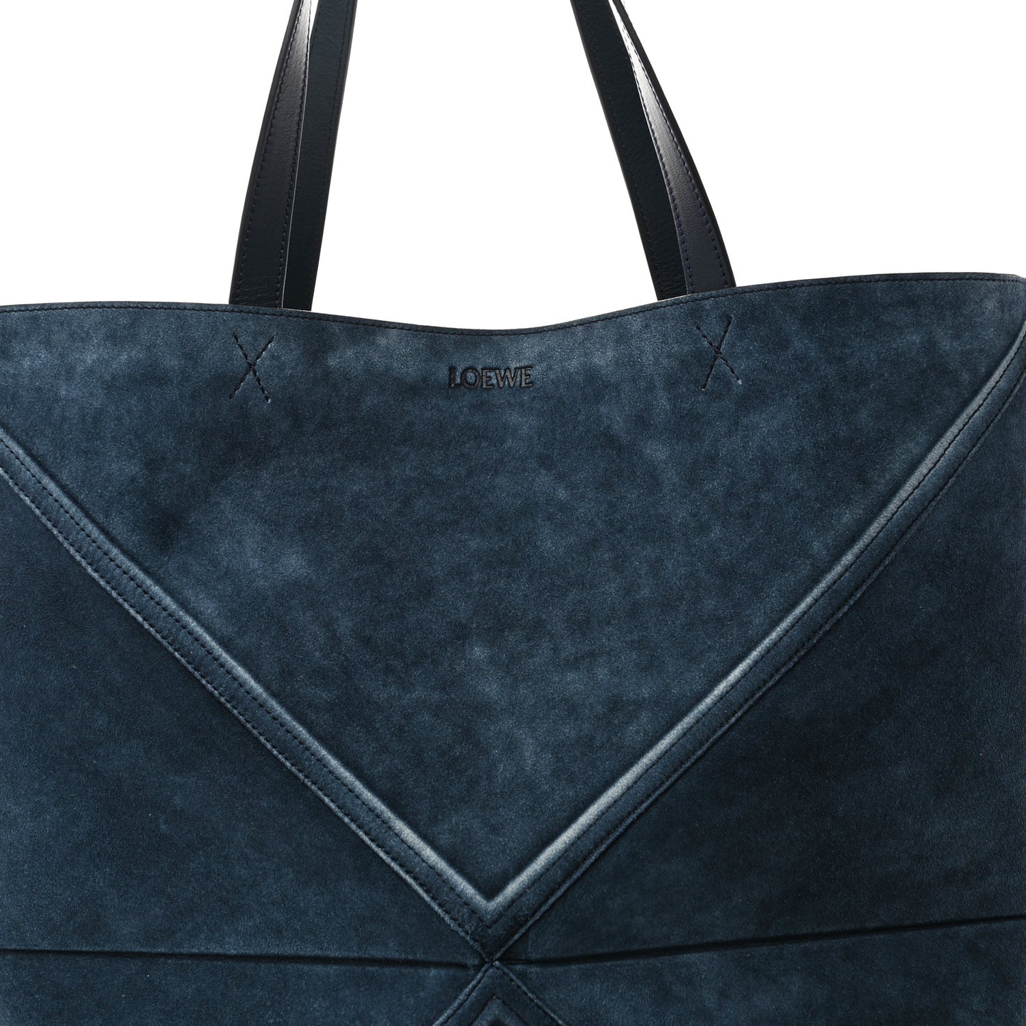 Suede Large Puzzle Fold Tote Denim