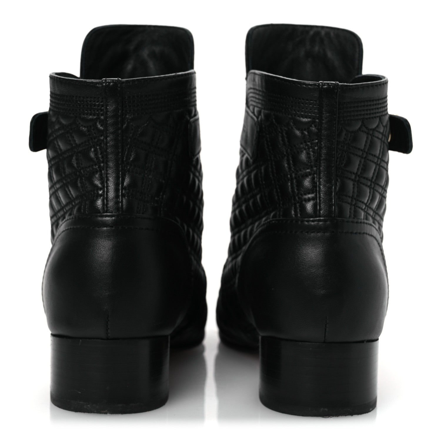 Chanel Lambskin Quilted Cap Toe Short Boots 36.5 Black 6 of 12