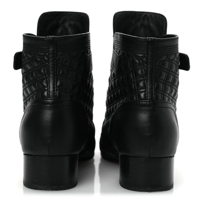 Chanel Lambskin Quilted Cap Toe Short Boots 36.5 Black 6 of 12