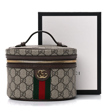 Gucci GG Supreme Monogram Textured Calfskin Web Ophidia Vanity Cosmetic Case Beige Ebony New Acero 11 of 11
