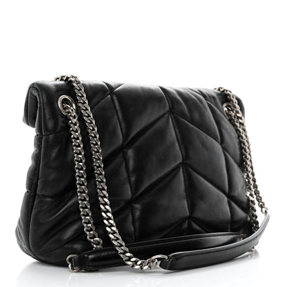 Saint Laurent Lambskin Quilted Small Loulou Puffer Monogram Chain Satchel Black 2 of 10