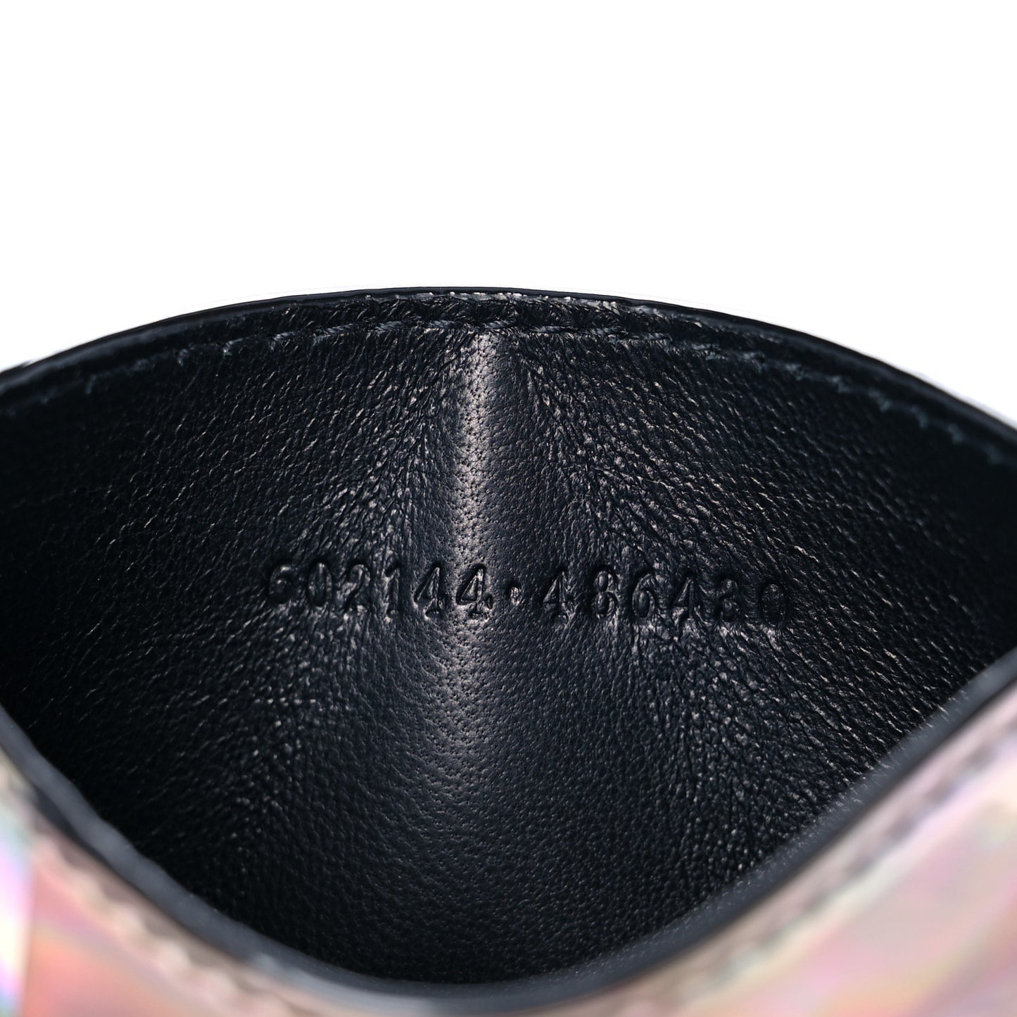 Iridescent PVC Calfskin Card Holder Silver