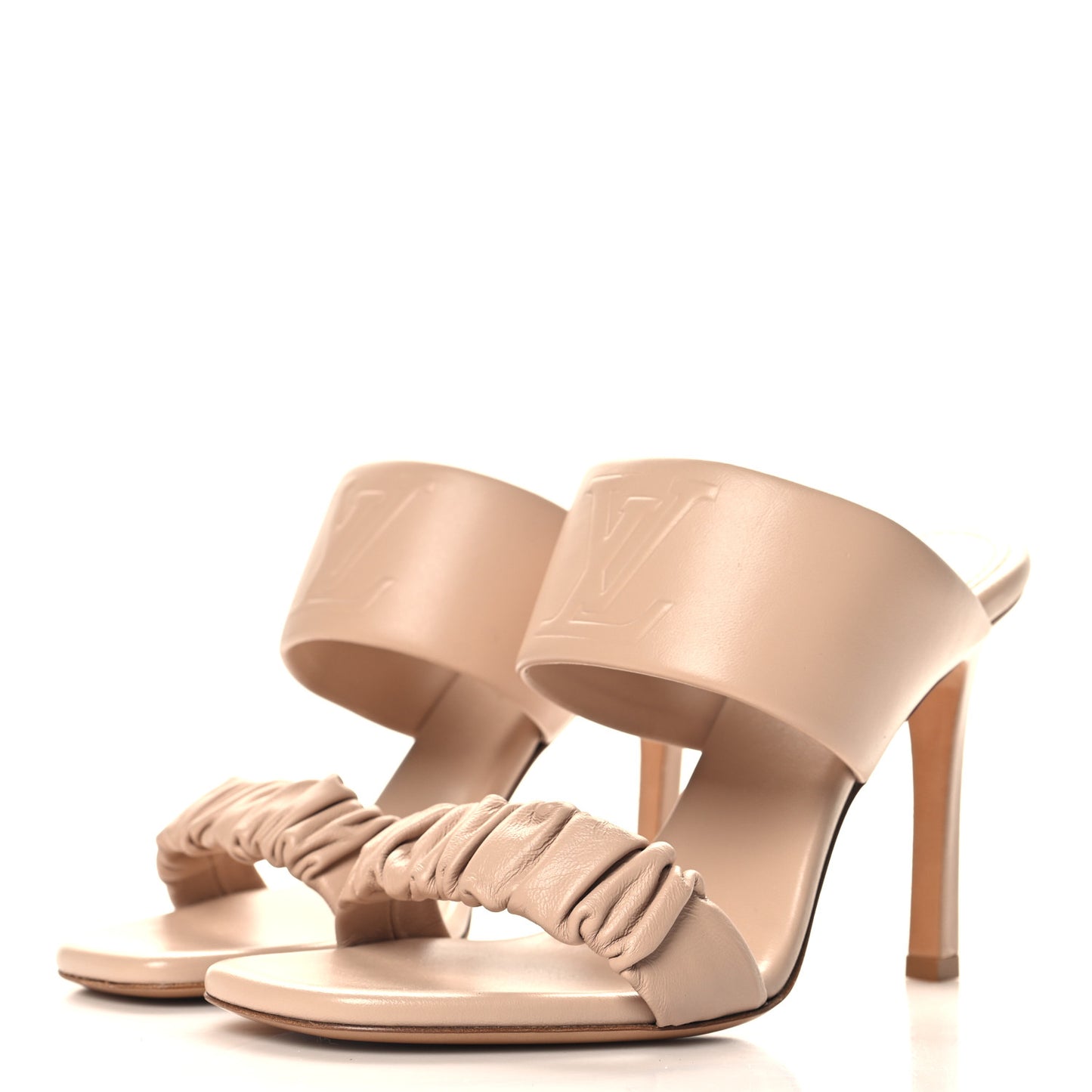 Lambskin Drapy Heel Mules 39.5 Beige