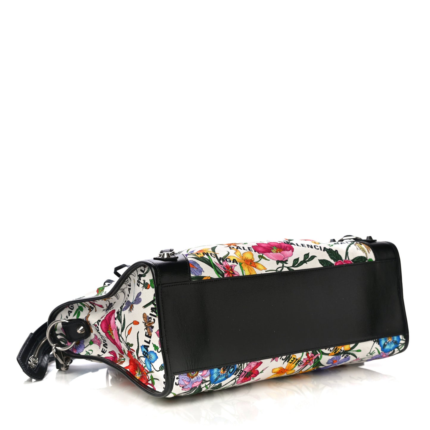 X GUCCI Canvas Azalea Calfskin Flora Logo Print Neo Classic Silver Hardware Medium City White Multicolor Black