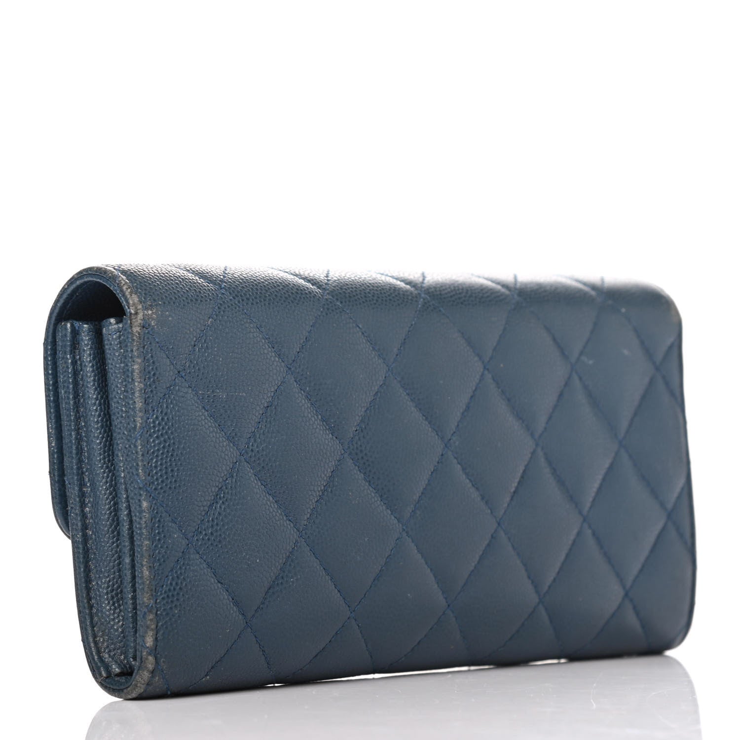 Chanel Caviar Quilted Large Gusset Flap Wallet Navy 2 of 4