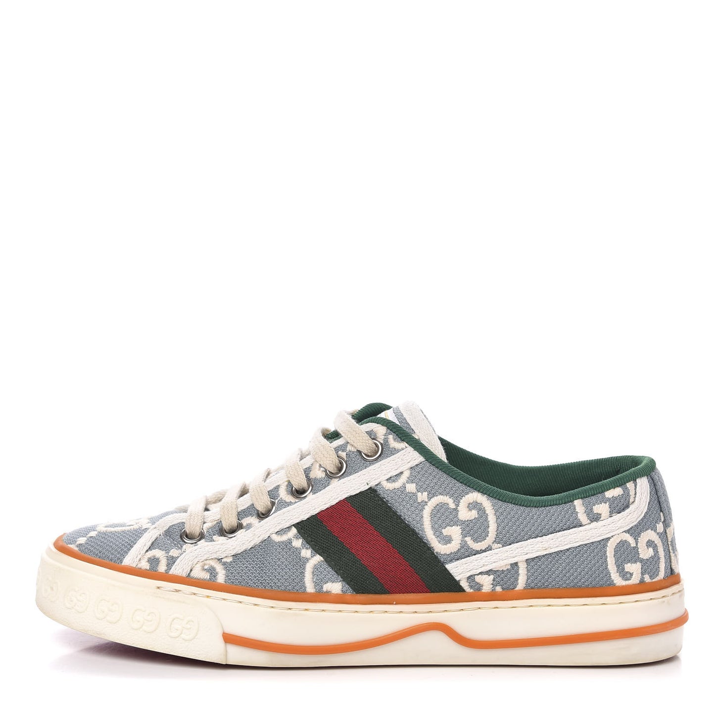 Cotton GG Monogram Web Womens 1977 Tennis Sneakers 36 Philod Ivory Mystic White