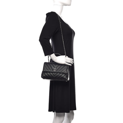 Chanel Caviar Chevron Quilted Mini Coco Handle Flap Black 2 of 10