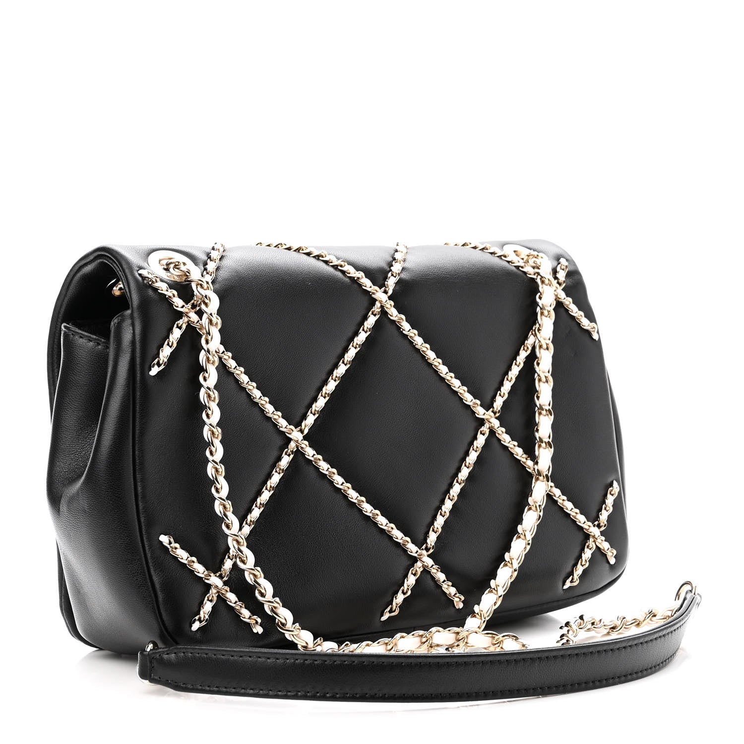 Chanel Lambskin Small Entwined Chain Flap Black 3 of 11