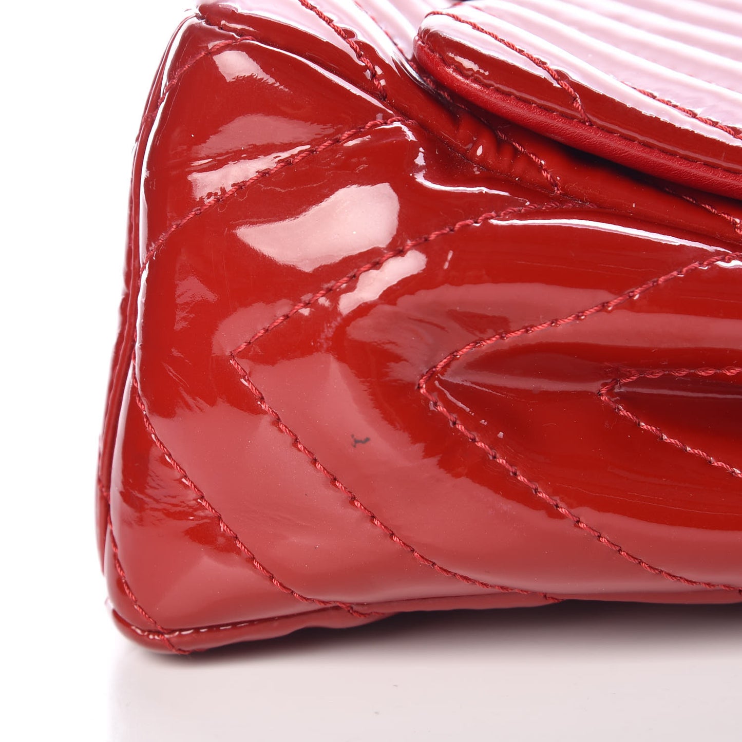 Patent Chevron Quilted Maxi Single Flap Red