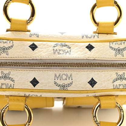 MCM Visetos Satchel White Yellow 14 of 16