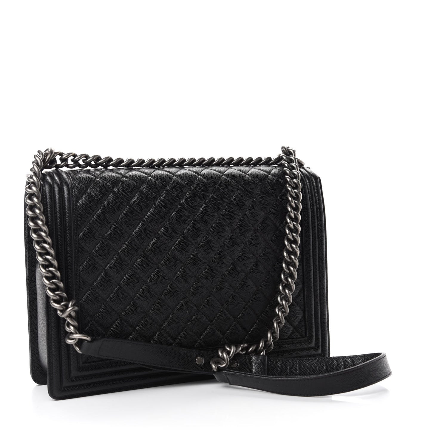 Caviar Quilted Large Boy Flap Black
