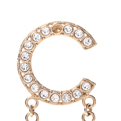 Chanel Crystal Cha-Nel Logo Drop Earrings Gold 5 of 6
