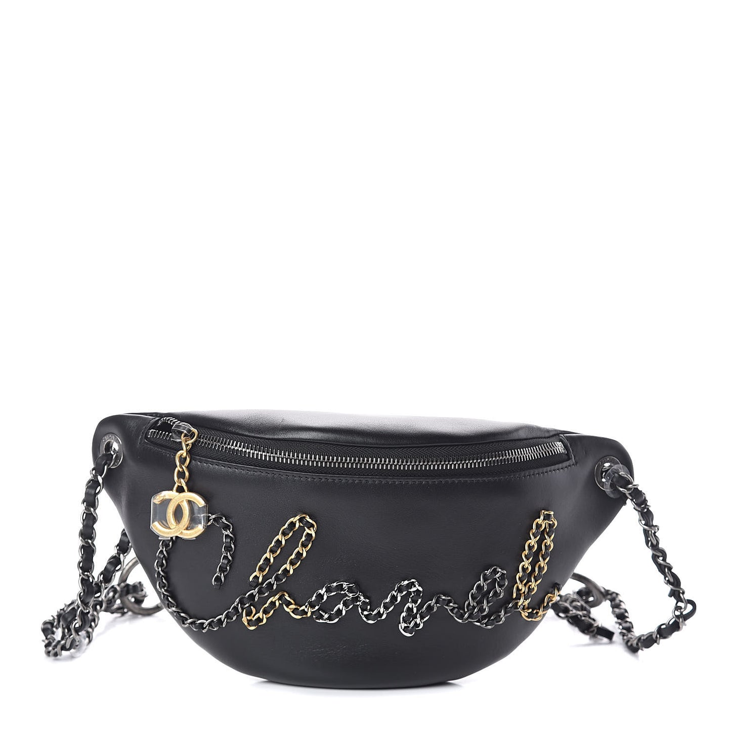 Calfskin Chain 20s Signe Waist Bag Black