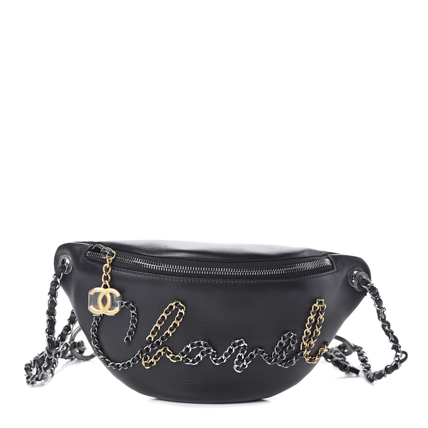 Chanel Calfskin Chain 20s Signe Waist Bag Black 1 of 11