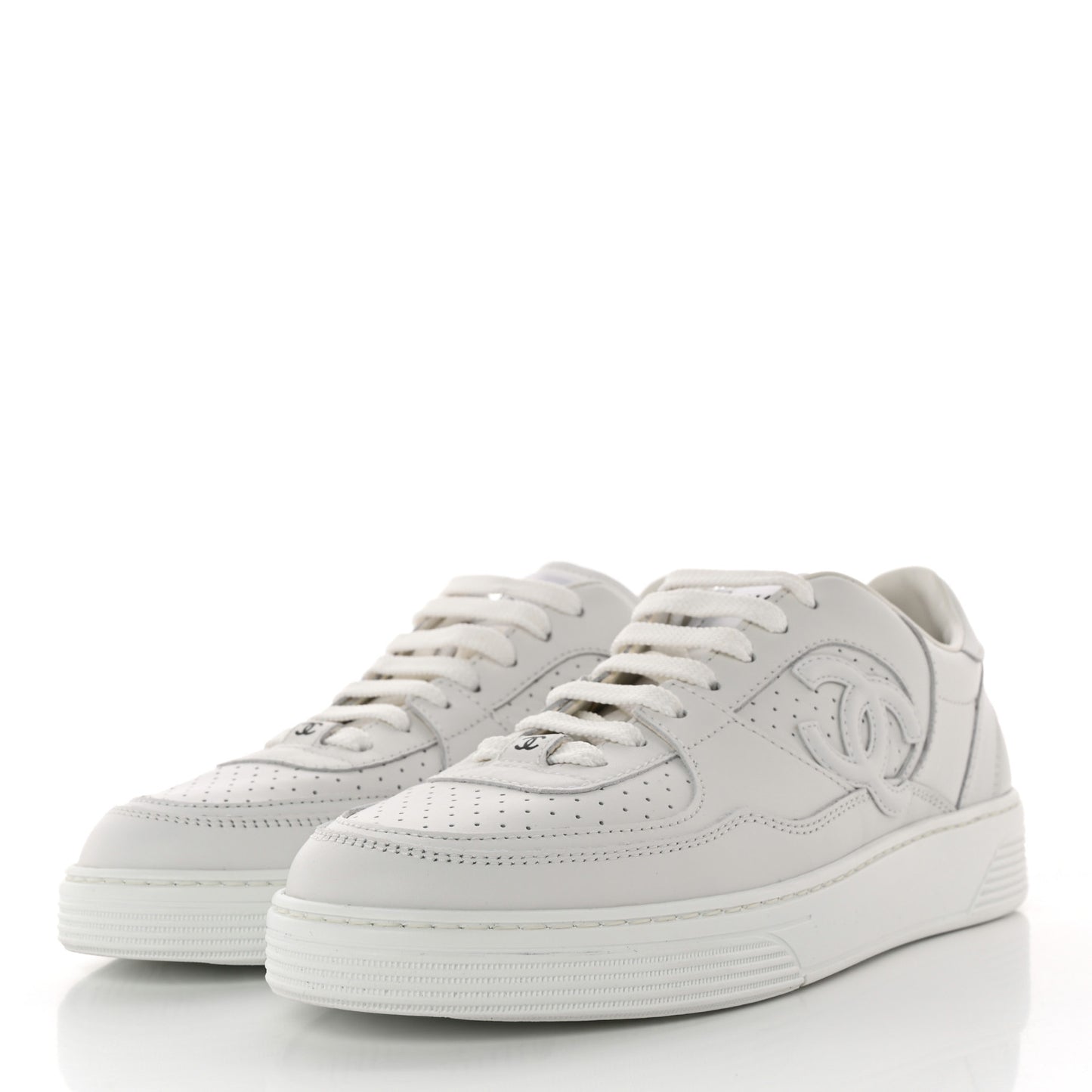 Calfskin CC Womens Sneakers 38.5 White