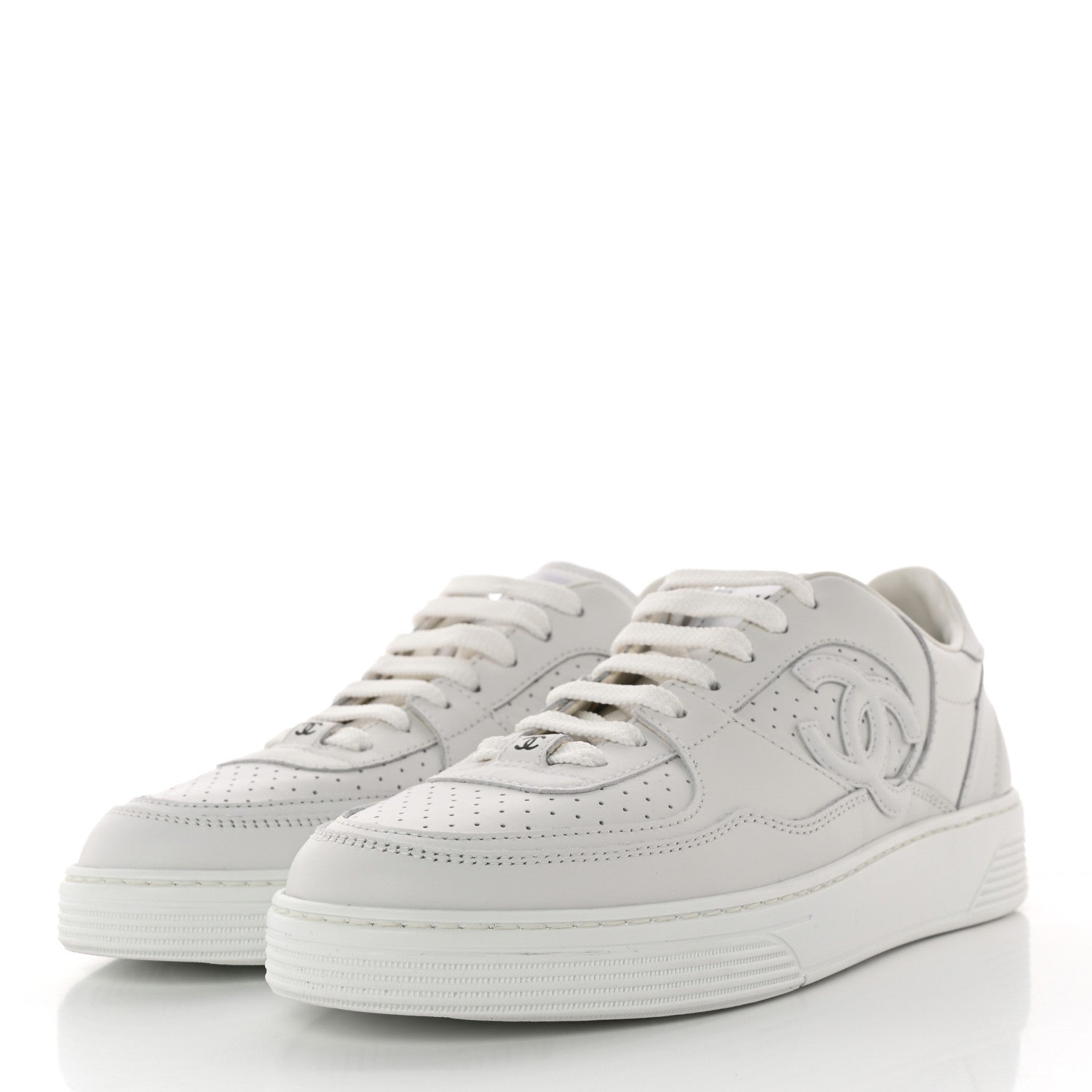 Chanel Calfskin CC Womens Sneakers 38.5 White 3 of 11