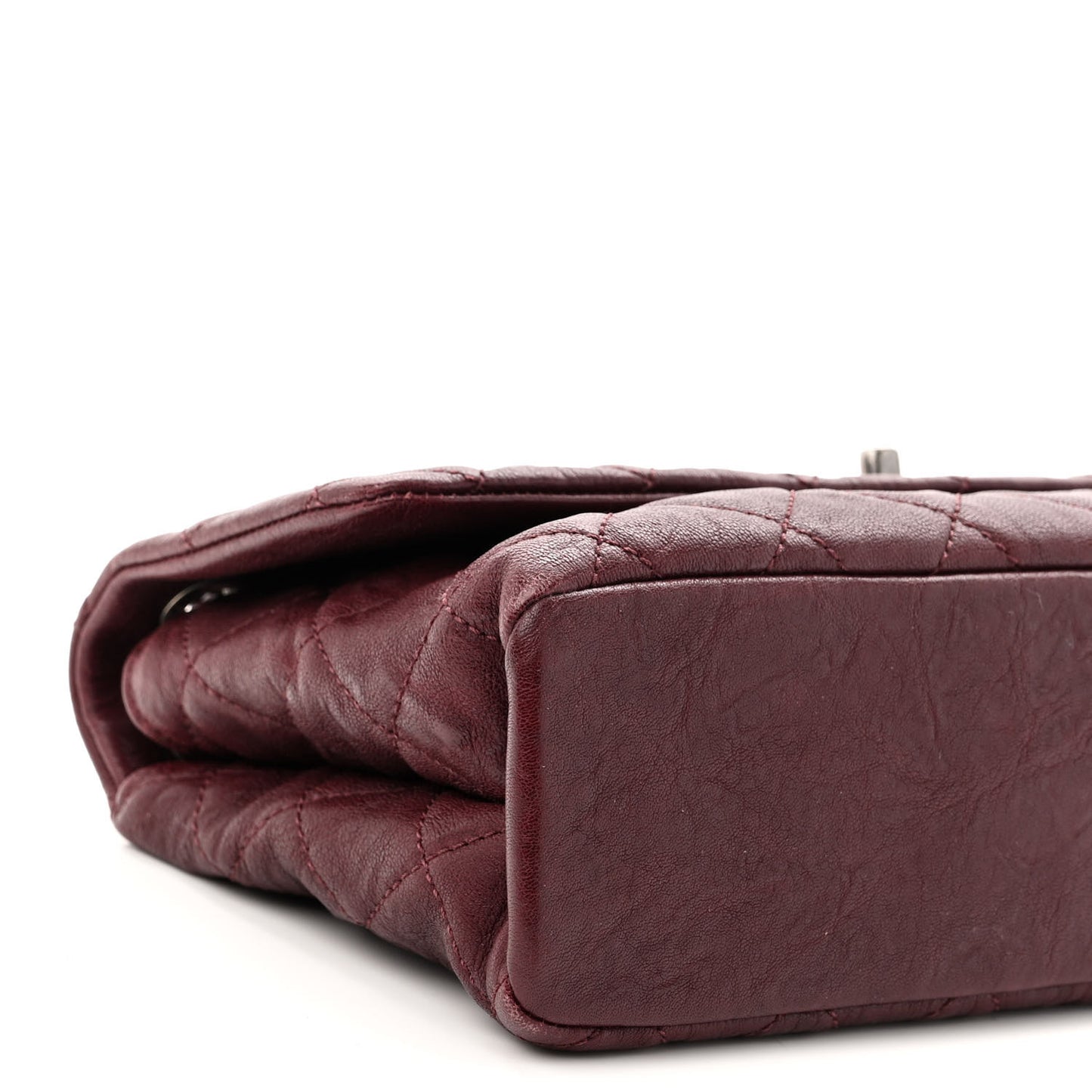Crumpled Lambskin Quilted Medium Single Flap Burgundy