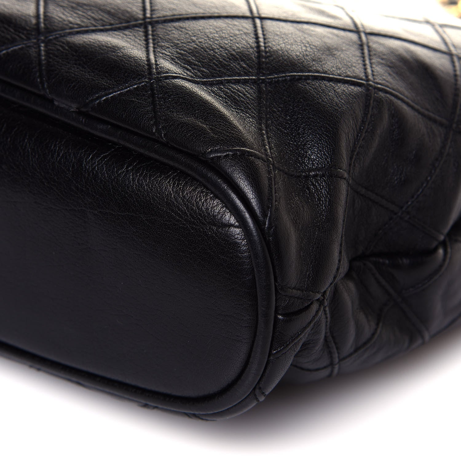 Chanel Lambskin Stitched Shopper Tote Black 16 of 21