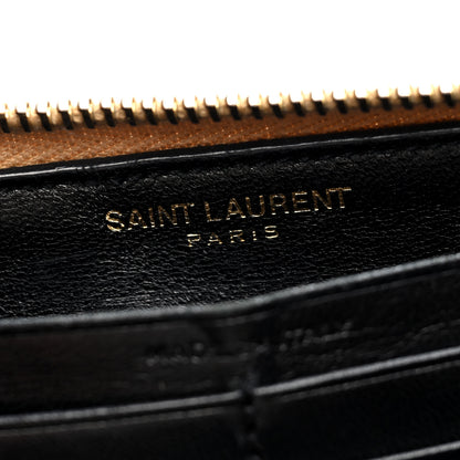 Saint Laurent Lizard Calfskin Embossed Monogram Zip Around Wallet Gold 6 of 7