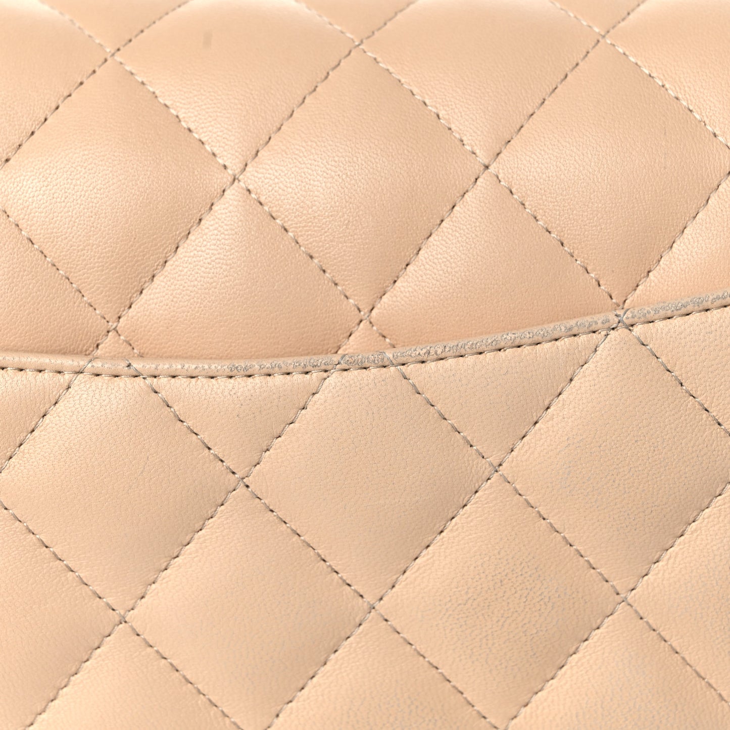 Lambskin Quilted Jumbo Double Flap Beige