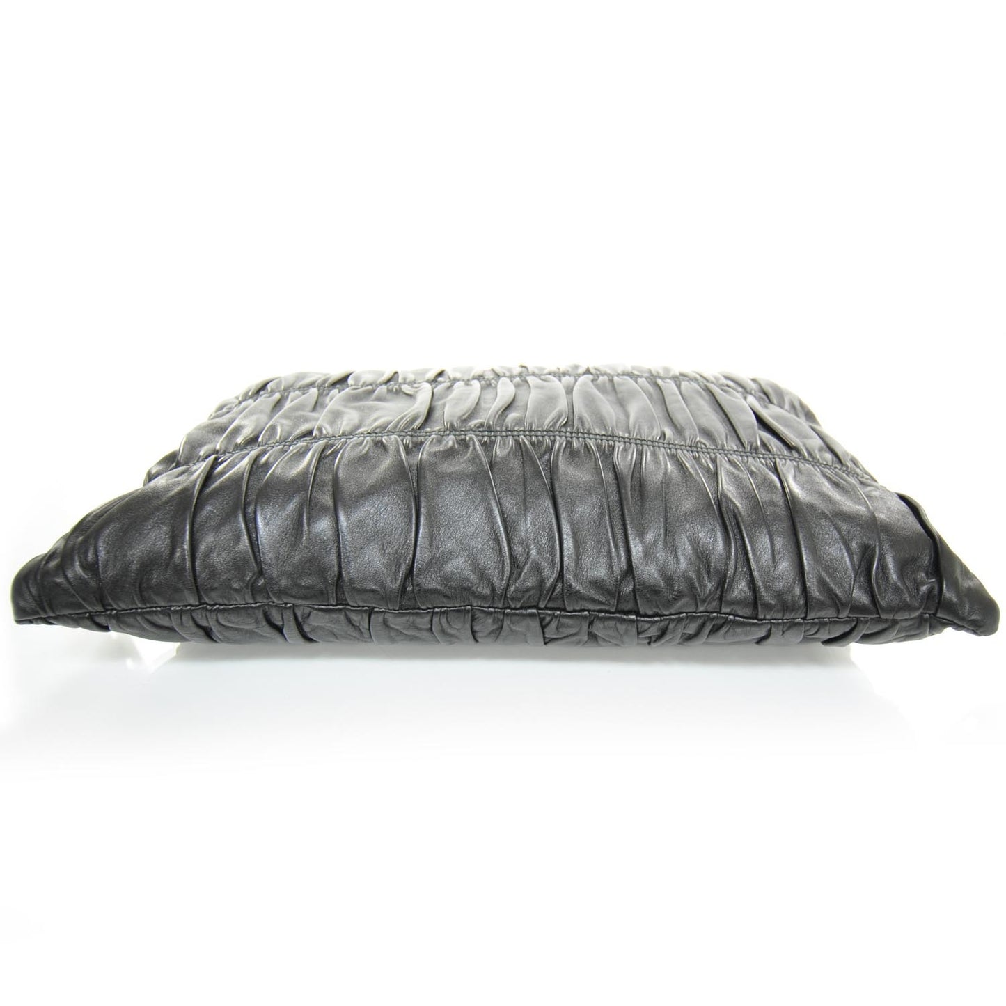 Nappa Dressy Gaufre Ruched Clutch Nero