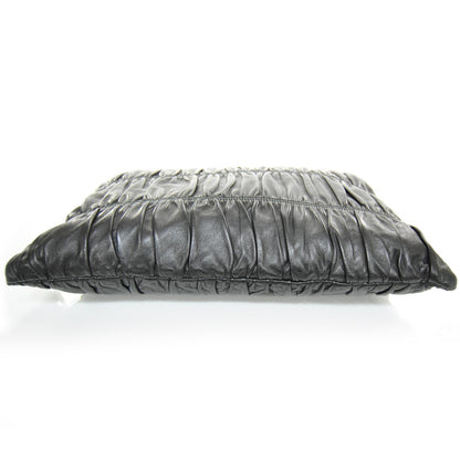 Prada Nappa Dressy Gaufre Ruched Clutch Nero 4 of 10