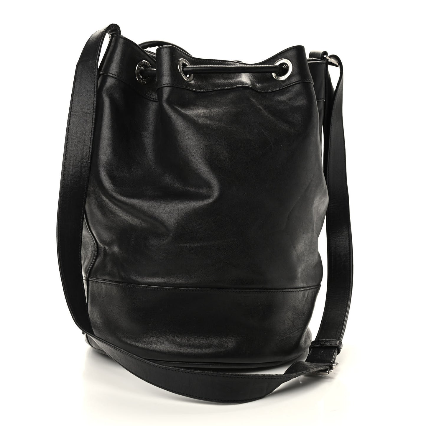 Calfskin Medium Rider Bucket Bag Black