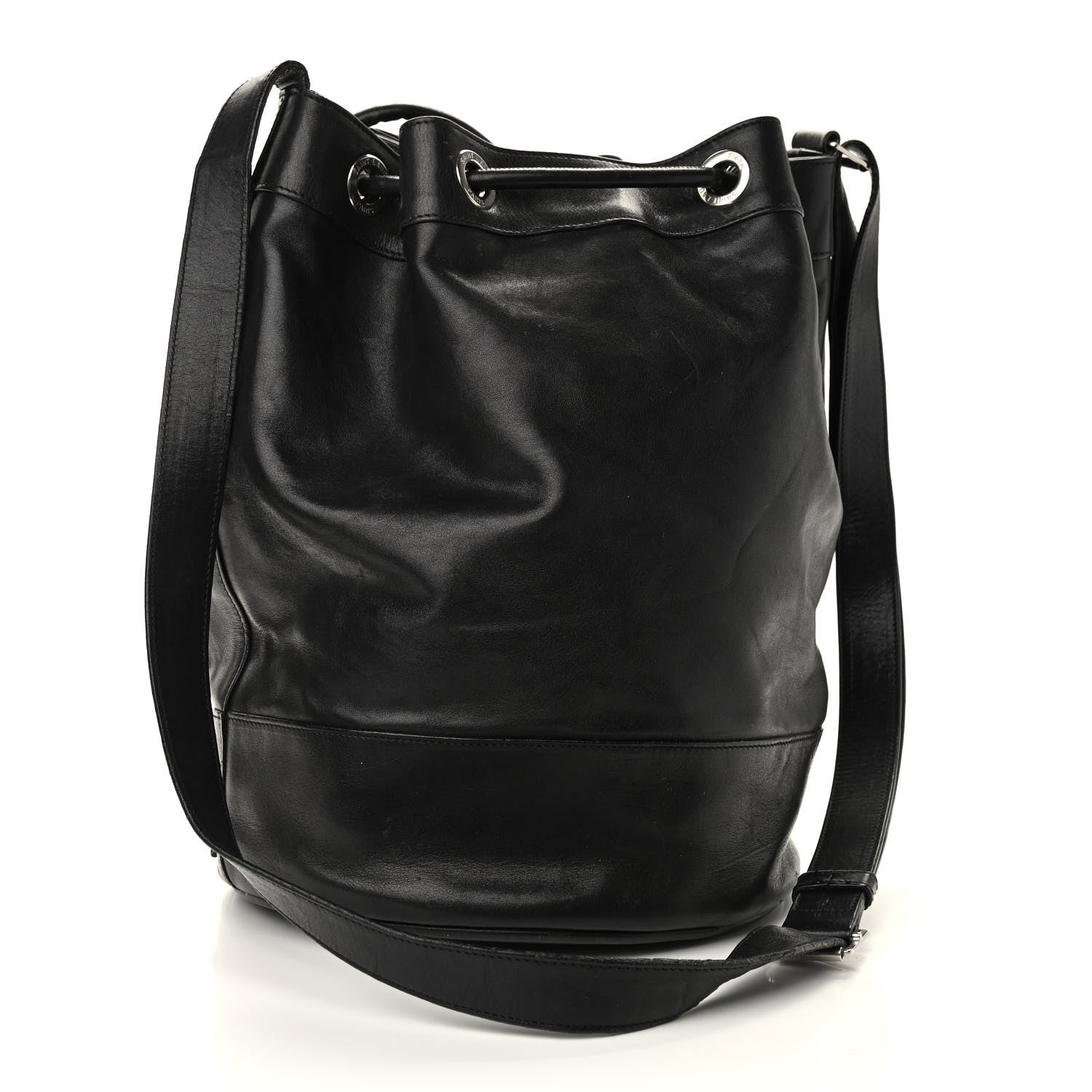 Saint Laurent Calfskin Medium Rider Bucket Bag Black 3 of 9