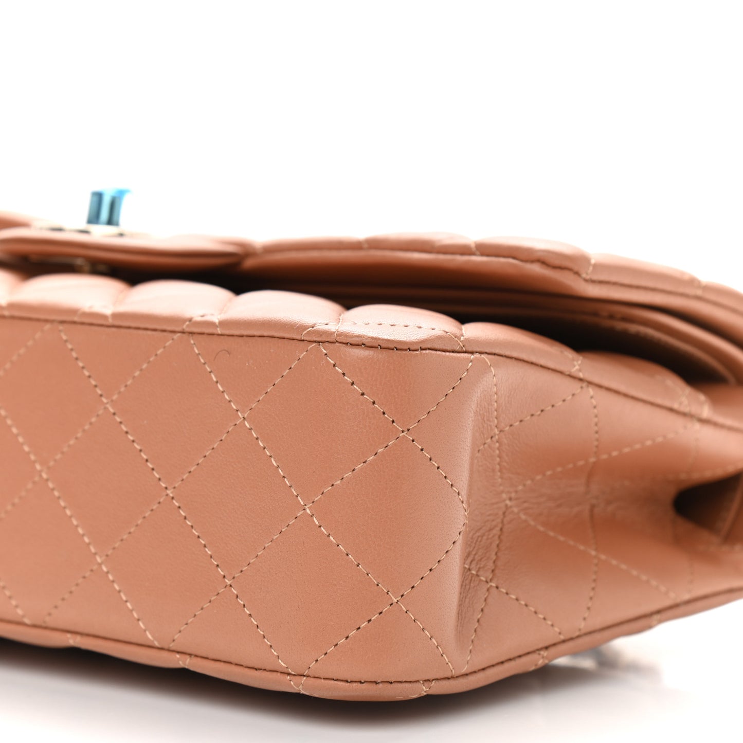 Lambskin Quilted Medium Double Flap Brown